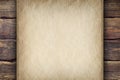 Old handmade paper sheet on wooden background Royalty Free Stock Photo