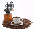 Old handmill with coffee bean Royalty Free Stock Photo