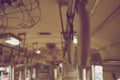 Old handrails inside train vintage style Royalty Free Stock Photo