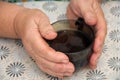 Old Hands Holding A cap of tea Royalty Free Stock Photo