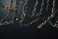 Old Hanging Chains Texture Background, Broken Chain Links Mockup, Thick Metal Chain Royalty Free Stock Photo