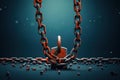 Old Hanging Chains Texture Background, Broken Chain Links Mockup, Thick Metal Chain Royalty Free Stock Photo