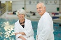 old happy couple in swimming pool Royalty Free Stock Photo