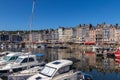 Old harbor basin and the historic old town of Honfleur, a small community in Normandy, France