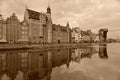 Old Harbor of Gdansk With Medieval Mast Crane