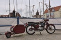 Classic motorbike in the Old Harbor in Gdansk