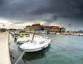 Old harbor and stone houses in Croatia Royalty Free Stock Photo