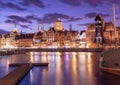 Harbour crane and city gate Zuraw, Gdansk, Poland Royalty Free Stock Photo