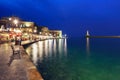 Old harbour with Lighthouse, Chania, Crete, Greece Royalty Free Stock Photo