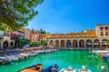 Old harbour Porto Vecchio with motor boats on turquoise water