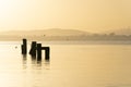 Old harbour structure minimalism at sunrise Royalty Free Stock Photo