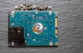 Old hard disk drive on black background Royalty Free Stock Photo