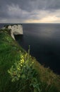 Old Harry Rocks - cloudy sunset - Dorset coast. UK