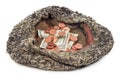 Old hat with donated money Royalty Free Stock Photo