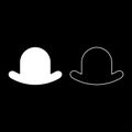 Old hat vintage bowler gentleman headwear male elegant fedora homburg-hat stingy brim top-hat set icon white color vector