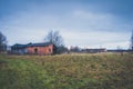 Old haunted house on the empty field Royalty Free Stock Photo