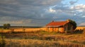 Old haunted house on the empty field Royalty Free Stock Photo