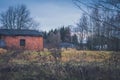 Old haunted house on the empty field Royalty Free Stock Photo