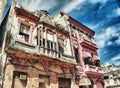 Old Havana colonial building with crumbling balconies Royalty Free Stock Photo