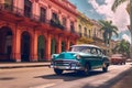 Old Havana downtown Street with old car Royalty Free Stock Photo