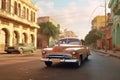 Old Havana downtown Street with old car Royalty Free Stock Photo