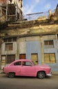 Old havana facade and vintage car Royalty Free Stock Photo