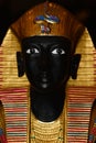 The old head of the Egyptian sculpture of the pharaoh