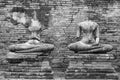 Old headless broken buddha statue at Ayutthaya Thailand in black Royalty Free Stock Photo