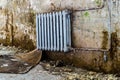 Old heating after water damage in the room Royalty Free Stock Photo