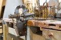 Old heavy duty bench vise Royalty Free Stock Photo
