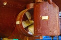 Old heavy ship`s propeller of the rusty shipwreck vessel Royalty Free Stock Photo