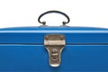 Old and heavy vintage blue metal chest Royalty Free Stock Photo