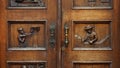 detail of a carved wooden door, Stockholm, Sweden