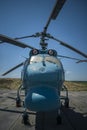 Old helicopter. Hull, chassis and propellers of an old helicopter. large, cargo, military helicopter with a large payload Royalty Free Stock Photo