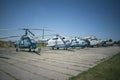 Old helicopter. Hull, chassis and propellers of an old helicopter. large, cargo, military helicopter with a large payload Royalty Free Stock Photo