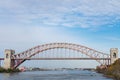 Hell Gate Bridge over the East River connecting Astoria Queens to Wards and Randall`s Island in New York City Royalty Free Stock Photo