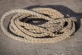 Old hemp rope coiled in a circle Royalty Free Stock Photo