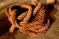 Old heritage big coir rope. Royalty Free Stock Photo