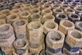 Old hexagonal bolts stacked in tiers Royalty Free Stock Photo