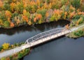 Old high way 510 bridge near Marquette city in Michigan upper peninsula during autumn time. Royalty Free Stock Photo