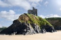 Old historic Ballybunion castle on a cliff edge Royalty Free Stock Photo