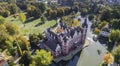 A beautiful castle and gardens - FÃÂ¼rst PÃÂ¼ckler Park in Bad Muskau - from a bird`s eye view