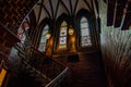 Old historic brick Teutonic building town hall in lebork poland stairs and stained glass