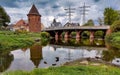 Historic Sandstone Bridge of Eichstetten am Kaiserstuhl in autumn Royalty Free Stock Photo