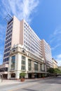 old historic building downtown San Antoniio, Texas. A beautiful mixture of modern architecture with old art nouveau facade Royalty Free Stock Photo