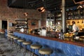 Old, historic buildings with bar and waitress, The Old 77 Hotel and Chandlery, New Orleans, 2016