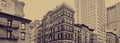 Old historic buildings in Tribeca, New York City with faded effect Royalty Free Stock Photo