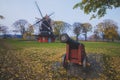 Old historic cannon near old historic windmill, Copenhagen, Denmark, Scandinavia