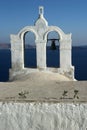 Old historic chapel by the sea in Santorini, Greece Royalty Free Stock Photo