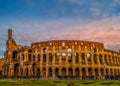 Old and historic Colosseum in Rome, Italy at sunset Royalty Free Stock Photo